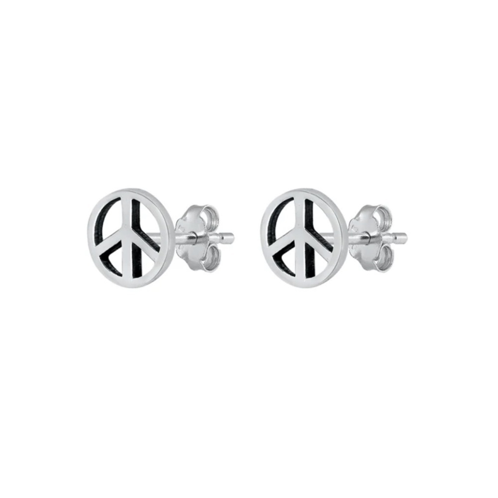 Sterling Silver Peace Sign Stud Earrings – Symbol of Harmony